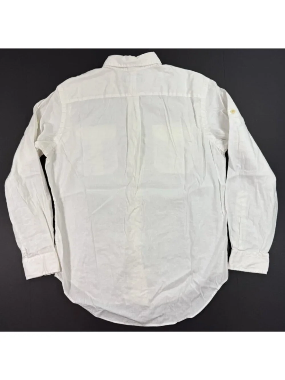 Vtg Polo Ralph Lauren Mens Shirt Size Medium Roll Tab Sleeve Linen Blend White